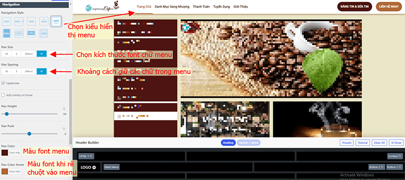 Chỉnh sửa Navigation Style cho Website