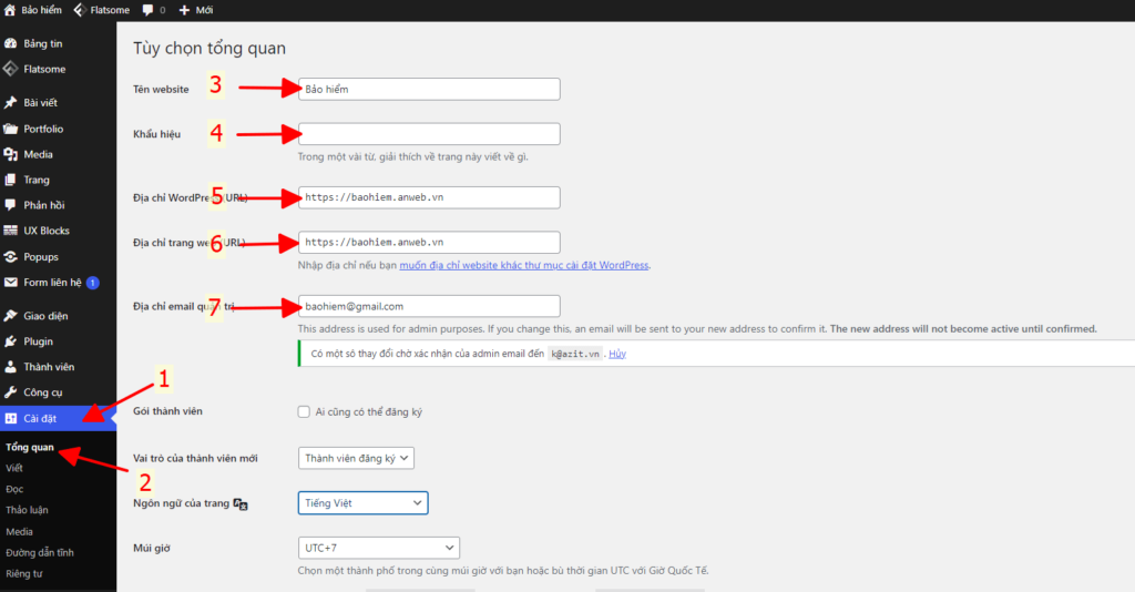 Chỉnh sửa tên website