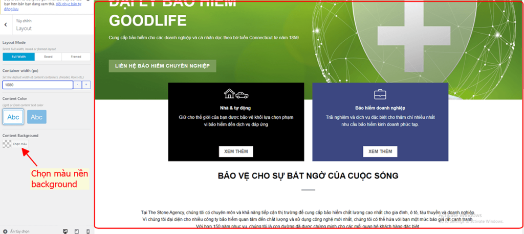 Thay đổi màu background