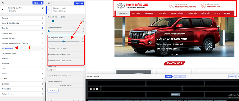 Cố định Header khi lăn chuột