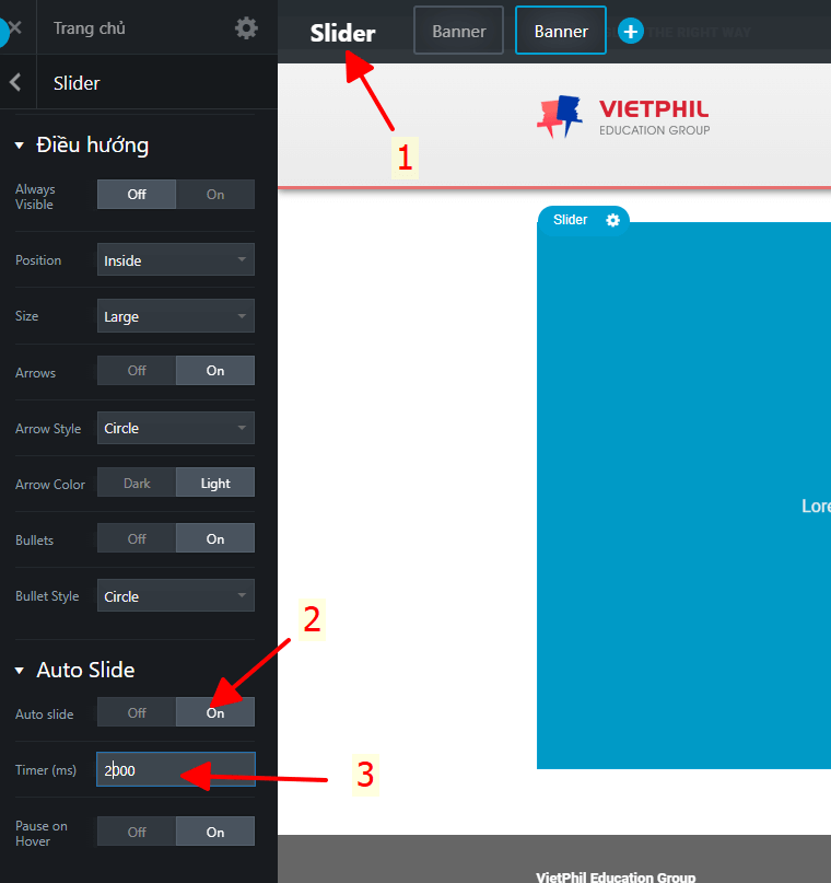 Set thời gian của slider