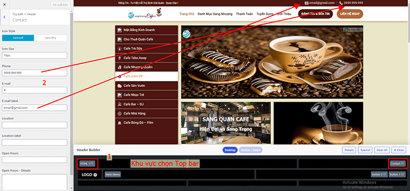 Sửa nội dung cho Topbar