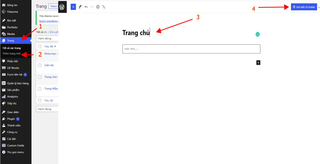 Tạo trang với UX Builder